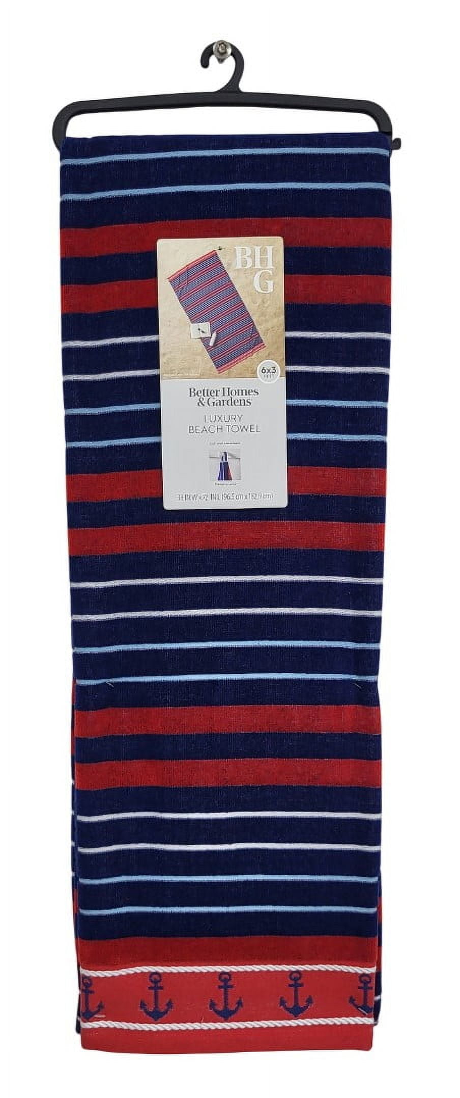 Better Homes & Gardens Coastal Clarence Striped Navy & Red Cotton-Blend Beach Towel