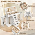 thumbnail image 4 of Jewelry Box for Women Girls, Wooden Jewelry Organizer Box with Mirror, 5 Layer Jewelry Storage Case White, 4 of 11