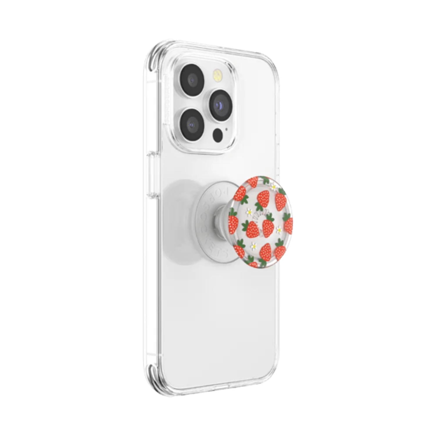 PopSockets Adhesive Plant-Based Phone Grip with Expanding Kickstand, Eco-Friendly and Swappable Top - Strawberry
