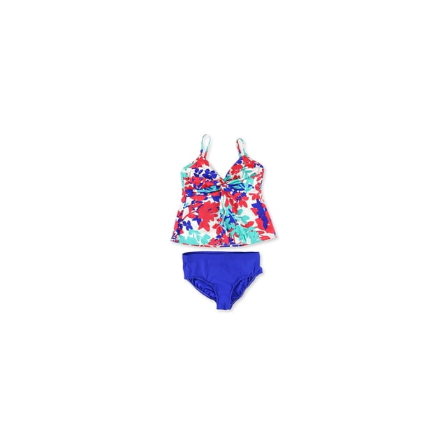 Tankini de 2 piezas Swim Solutions para mujer Tahiti Breeze Twist Azul 18
