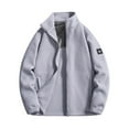 thumbnail image 1 of Men's Jacket Long Sleeve Stand Collar Solid Color Zipper Pullover Fleece Hooded for Sweatshirt Style,Fleece Jacket Men, 1 of 8
