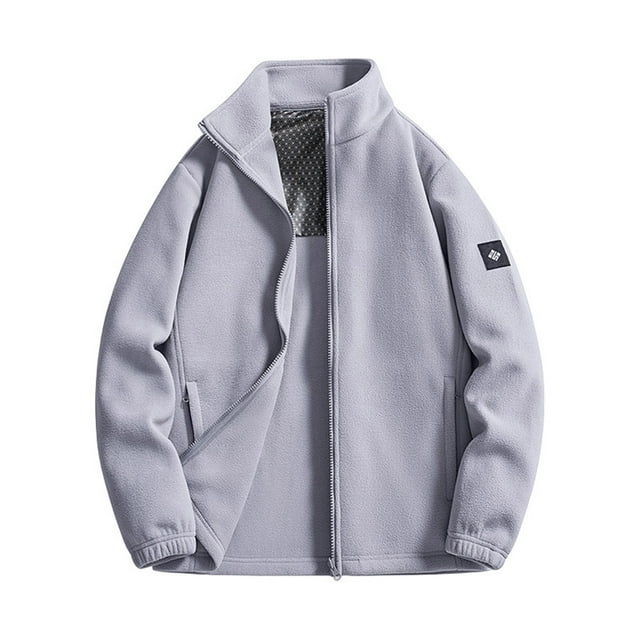 Men's Jacket Long Sleeve Stand Collar Solid Color Zipper Pullover Fleece Hooded for Sweatshirt Style,Fleece Jacket Men