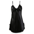 thumbnail image 1 of Vestido de noche de satén sexy para mujeres con encaje, pijama, vestido deslizante, negro con encaje, talla L, 1 of 6