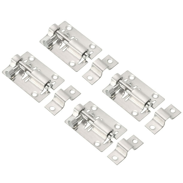 Pestillo de barril de puerta Uxcell de 2 pulgadas, paquete de 4, pestillo de seguridad de acero inoxidable, tono plateado