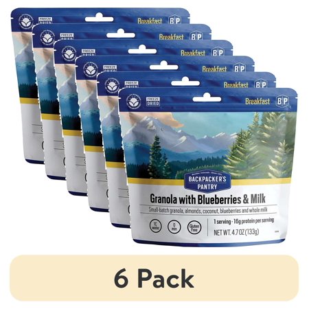 (6 pack) Backpacker's Pantry Granola With Milk & Blueberries, Pouch, 1 Serving, 4.7 oz