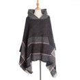 thumbnail image 2 of Sokhug Womens Winter Warm Fishbone Patterned Hooded Shawl Pullover Cloak European Style Cold Weather Outerwear, 2 of 3