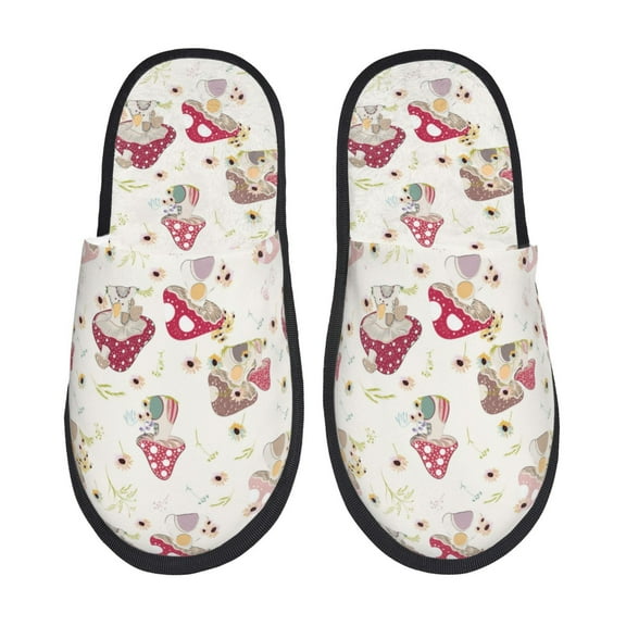 Pofeuu Floral Mushroom Print EVA Fuzzy House super light Slippers Slippers Scuff Outdoor Indoor Warm Cozy Plush Bedroom Shoes Soft Flat Comfy Anti-Slip-Medium