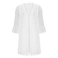 thumbnail image 2 of Augper Swim Trunks Women Sexy Chiffon Perspective Beach Cover Solid 3/4 Sleeve Cardigan Tops Blouse, 2 of 2