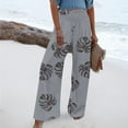 thumbnail image 2 of Plebaso Wide Leg Pants for Women Solid Color Printed Elastic Waist Casual Loose Trousers Ladies Full Length Pants, 2 of 5