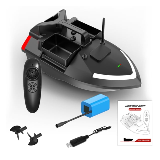 Fishing Bait Boat 500m Remote Control Bait Boat Dual Motors Fish Finder 2KG Loading Capacity Supports Automatic Cruise/Course Correction with Night Light and Turn Signals Suitable for Fishing