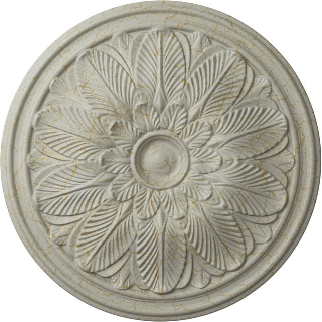 Ekena Millwork 22 5/8"OD x 1 3/4"P Bordeaux Ceiling Medallion (Fits Canopies up to 3 1/4"), Hand-Painted Pot of Cream Crackle