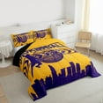 thumbnail image 3 of Manfei Ball Game Sports Full Size Comforter Sets for Kids, Gold Purple Cartoon Bedding Comforter Set, Eat Sleep Basketball Reversible Bedding Sets, Lightweight Room Decor, 3pcs, 3 of 8