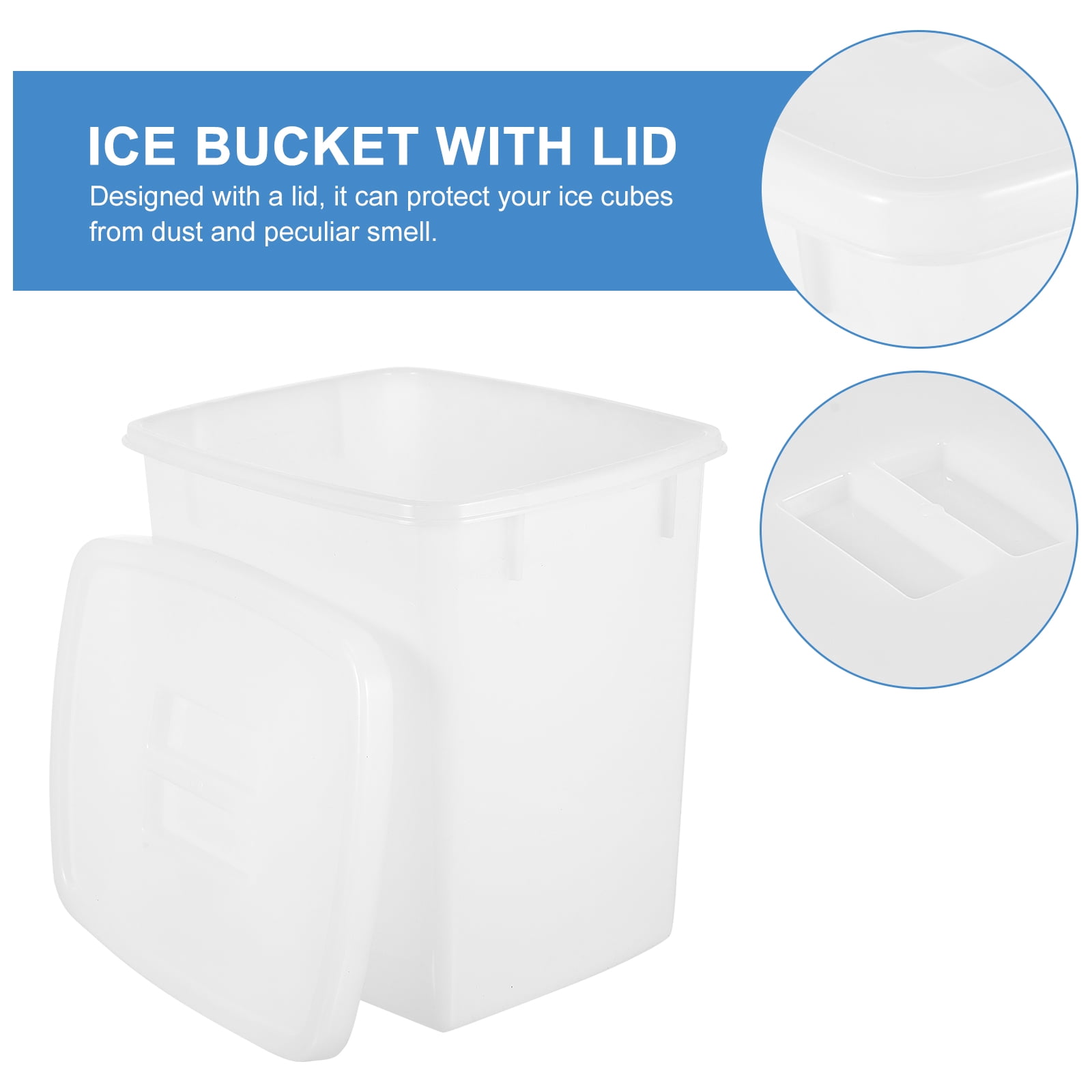 WHAMVOX  Ice Bucket with Lid Container Storage for Kitchen Counter White