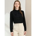 thumbnail image 3 of INSPIRE CHIC Women's Work Office Top Blouse Ruffle Neck Long Sleeve Ribbon Button Down Shirt, 3 of 6