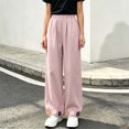 thumbnail image 3 of Lmnyox Wide Leg Pants for Girls Fashion Cute Baggy High Waist Trousers Lightweight Solid Color Workout Pants, 3 of 7