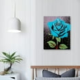 thumbnail image 3 of ARISTURING  Teal Rose Canvas Wall Art Turquoise Blue Flower Prints Contemporary Black and White Pictures for Bathroom Wall Decor, 3 of 4