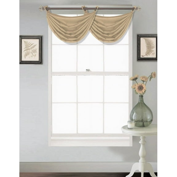 1 Semisheer faux Silk Shiny Waterfall Window Grommet Top Swag Valance 55"X24"V24