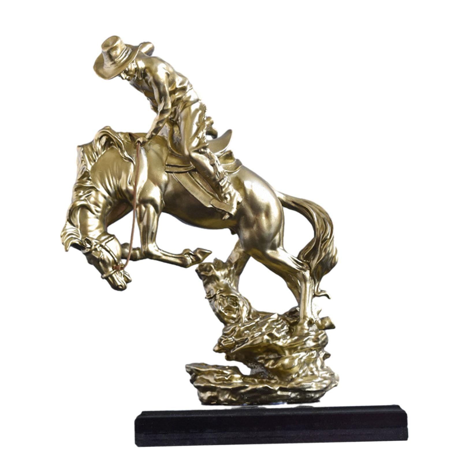 Tongina Cowboy Sculpture Decor Cowboy Equestrian Statue for Bedroom Landscape Garden