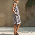 thumbnail image 5 of Lenpel Cotton Linen Dresses for Women Striped Casual V Neck Sleeveless Tank Dresses Knee Length Dress with Pocket Beach Vacation Sundresses, 5 of 5