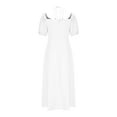 thumbnail image 6 of Trendy SMihono Corset Milkmaid Dress Puff Sleeve Midi Dresses for Women Split Dressy Casual Summer Clothes for Beachwear Vacation White L, 6 of 8