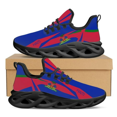 Mesh Sneakers for Men Haiti Flag Brand Designer Shoes Casual Lace Up Flats Zapatillas Male Breathable Walk Footwear