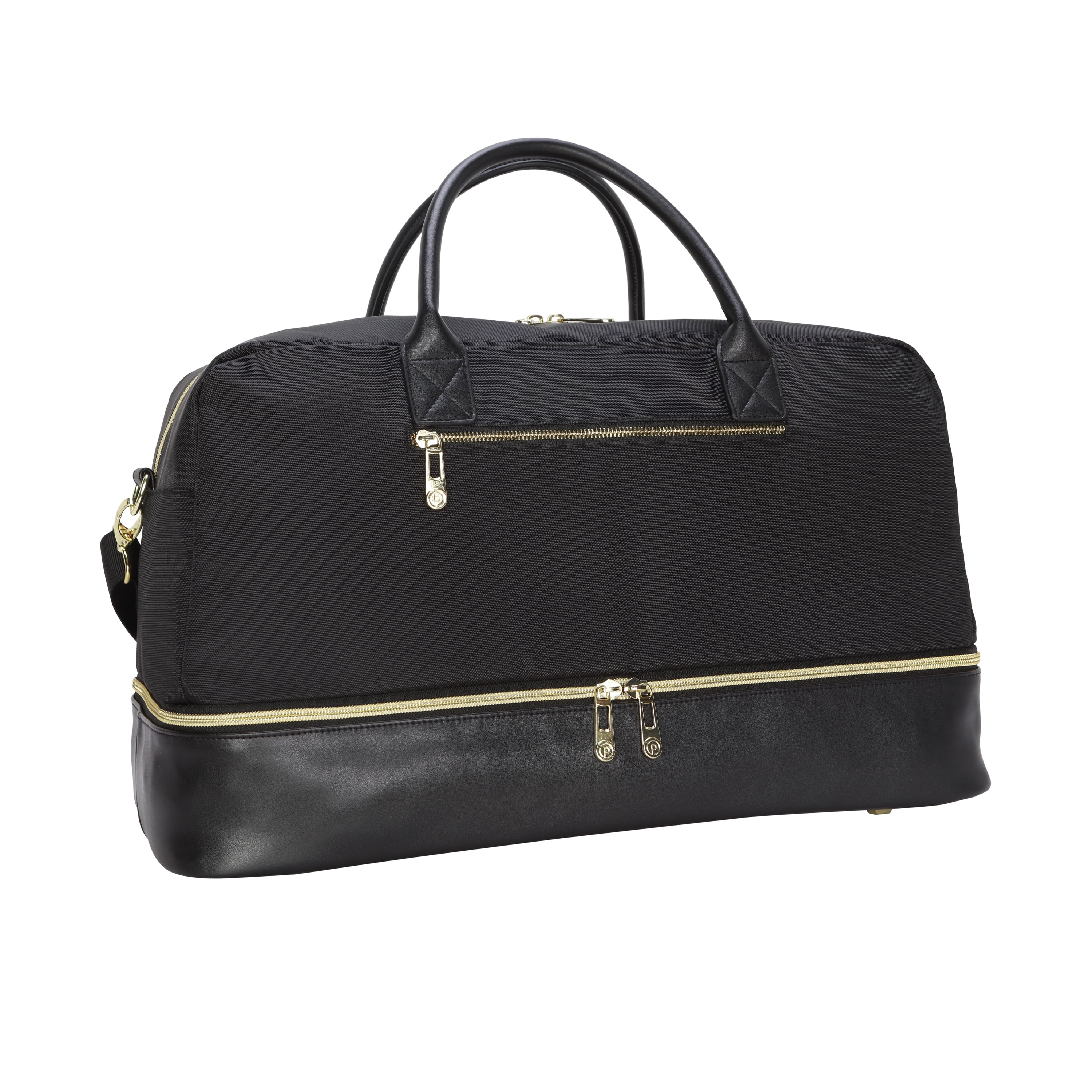 Protege 20” Drop Bottom Weekender Duffel Bag for Travel, Polyester Material, Carry-On Travel Bag, Black