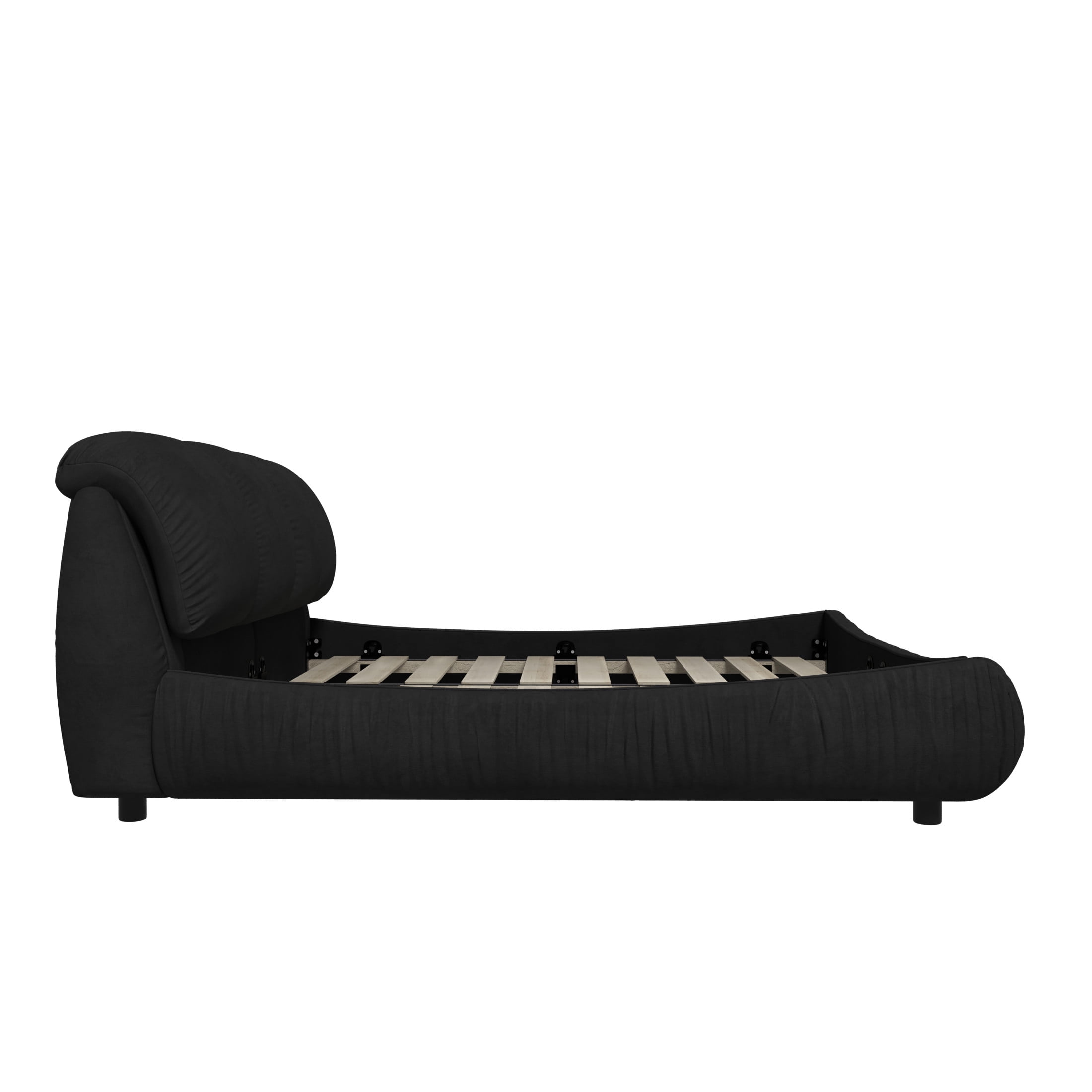 Noble House Rowen King Size Luxury Upholstered Platform Bed, Ergonomic Padded Cloud Headboard, Black