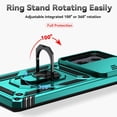 thumbnail image 6 of for Motorola Edge 2024 Case with Slide Camera Cover HD Screen Protector [Military Grade Drop Tested] Magnetic Ring Holder Kickstand Protective Phone Case for Motorola Moto Edge 2024, Mint, 6 of 17