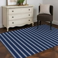 thumbnail image 3 of 4x6Ft Area Rugs Navy Blue Striped Non-Skid Rubber Backing Large Rectangle Rugs - Living Room Bedroom Home Office, Navy Blue White Farmhouse Stripes Indoor Floor Mat Carpets Washable Rug, 3 of 9