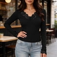 thumbnail image 5 of GUACER Womens Lace Trim V-Neck Long Sleeve Tops - Slim Fit Ribbed Knit Blouse for Layering & Everyday Wear, 5 of 6