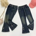 thumbnail image 2 of Hpgjzj 3-7 Years Toddler Girl's High Waisted Bow Front Bell Bottom Jeans Flare Leg Denim Pants 2024, 2 of 3