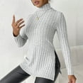 thumbnail image 5 of BLVB Sweaters for Women Long Sleeve Turtleneck Side Split Slim Knit Pullover Sweater Tops for Fall Winter, 5 of 5