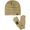 thumbnail image 1 of Unisex Soft Stretch Cable Knit Beanie and Anti-Slip Touchscreen Gloves 2 Pc Set 2 Pc Set, 1 of 3