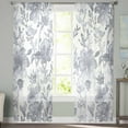 thumbnail image 2 of Watercolor Grey Floral Sheer Curtains 72 Inches Long 2 Panels Set, Window Sheer Curtains for Living Room/Bedroom, Gray Ombre Botanical Summer Light Filtering Rod Pocket Curtain 52'' x 72'' x 2, 2 of 7