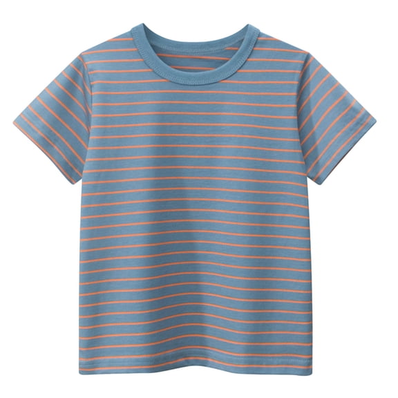 EnJoCho Toddler Boys Girls Striped Tee Basic Crewneck 𝖡lock Color Short Sleeve Athletic Tops Cotton Baby Casual Comfortable Preschool Daycare Outfit