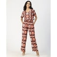 thumbnail image 2 of Moomaya V Neck Full Leg Printed Rayon Jumpsuit - Women's Elegant Jumpsuit, 2 of 9