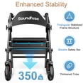 thumbnail image 3 of Andador con ruedas Soundfuse con asiento para personas mayores, plegable, con ruedas grandes de 8", todoterreno, asas y asiento ergonómico de altura ajustable, 169 kg (350 lb), compatible con FSA y HS, 3 of 5