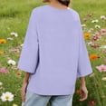 thumbnail image 5 of Mifsaly Linen Tops for Women V-Neck 3/4 Sleeve Oversized Tunic Top Lightweight Flowy Casual Summer Vacation Blouses M, 5 of 8