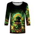 thumbnail image 4 of Goodeals Women's Saint Patrick's Day T Shirts Cute Cat Irish Shamrock Green Tshirt 3/4 Length Sleeve Womens Tops Funny Saint Patricks Day Tee Shirt(Green,S), 4 of 5