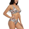 thumbnail image 2 of Kdxio Modern Life Print Women's 2 Piece High Waisted Wrap Spaghetti Strap Summer Swimsuit Bikini Set-XX-Large, 2 of 7