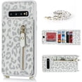 thumbnail image 2 of Samsung Galaxy S10 Phone Case for Women with Card Holder,Samsung S10 Case Wallet Crossbody Lanyard with Strap,Credit Card Slots Kickstand Case,6.1 Inch,White Leopard, 2 of 14