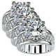 thumbnail image 1 of Anillo de promesa ajustable High Monaco RadiantGlo 4Pzas Talla 9 19mm Circonia/Metal Plata, 1 of 2
