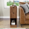 thumbnail image 4 of Narrow Walnut Nightstand Set of 2, Small Bedside Table with Arched Drawer, Slim Wood Night Stand, Mid Century Modern End Table, Walunt, 4 of 9