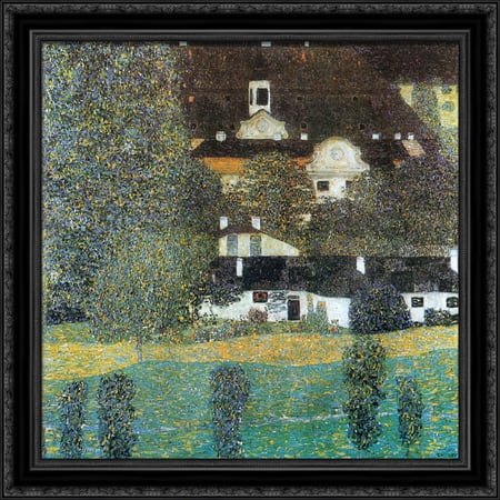 Schloss Kammer am Attersee, II 28x28 Large Black Ornate Wood Framed Canvas Art by Gustav Klimt