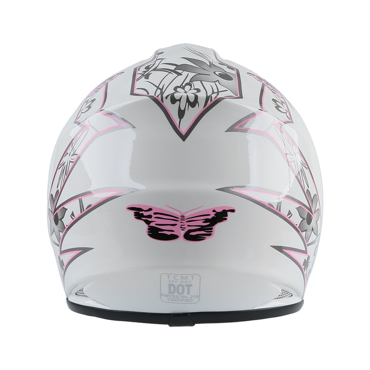 TCMT DOT Youth & Kids Motorcycle Helmet Pink Butterfly White with Goggles & Gloves for Atv Mx Motocross Offroad Street Dirt Bike S Size