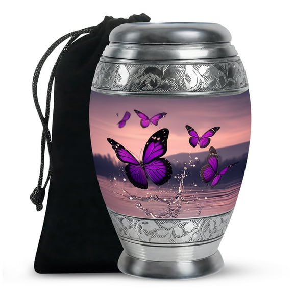 Purple Butterfly Urns for Human Ashes Adult Female, Urn for Ashes for Men, Cremation Urns for Human Ashes, Large Urn for Ashes Adult Male(Size - 10inch)