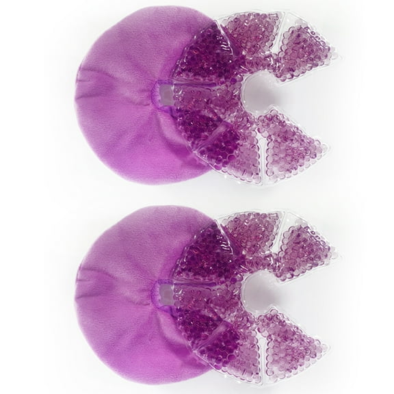 2Pack Hot/Cold Breast Gel Bead Ice Packs Breast Cooling/Heat Pads Relief for Breastfeeding, Hot and Cold Breast-Pads with 2 Soft Covers, Support for Breastfeeding and Pump Aid (Purple)