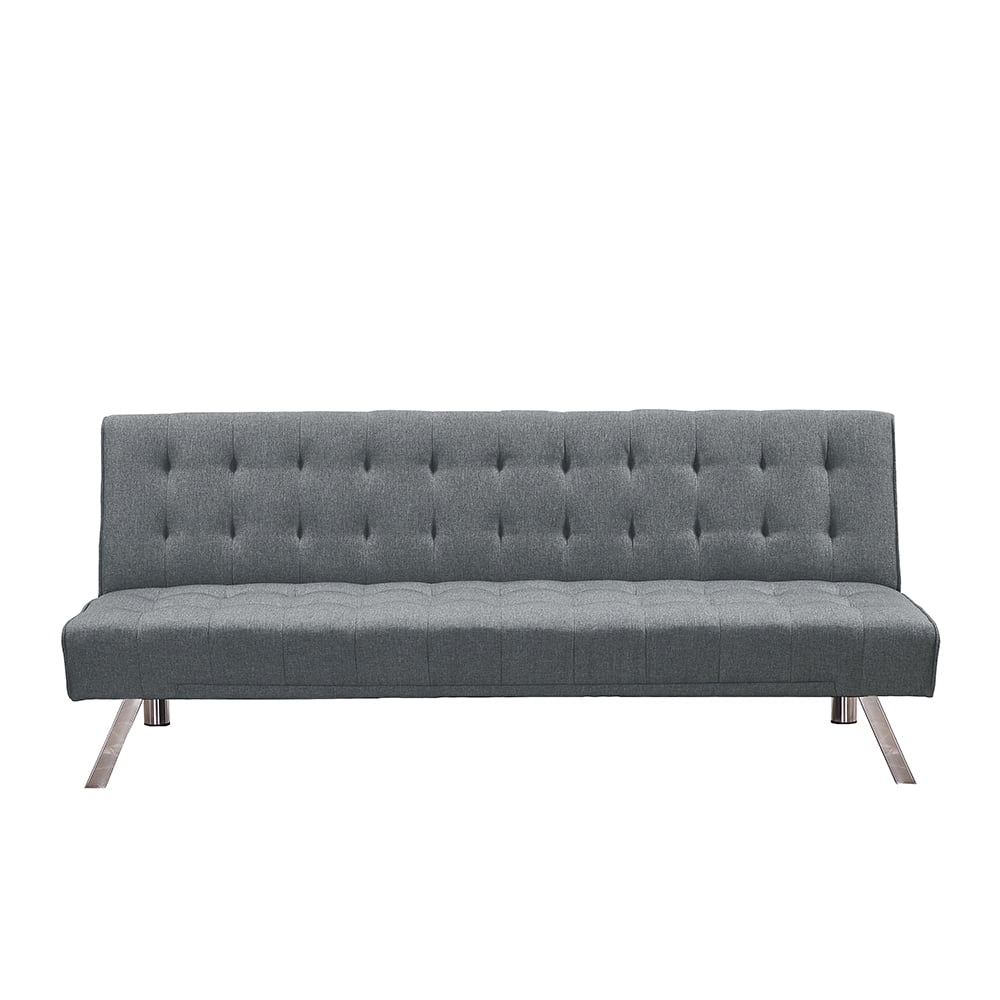Futon Sofa Bed, Upholstered Convertible Folding Sleeper Recliner for Living Room, Light Gray