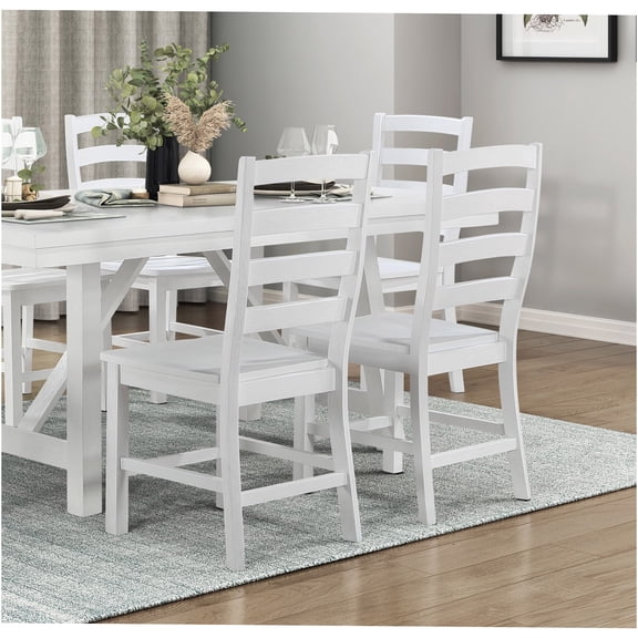 JERFIT White Farmhouse Dining Chairs Set of 2, Wooden Kitchen Side Chairs with Casual Style and White Finish for Dining Room