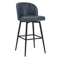 thumbnail image 2 of CHITA 30" Swivel Upholstered Counter Bar Stools Set of 2 with Back & Metal Legs, Faux Leather in Navy Blue, 2 of 7